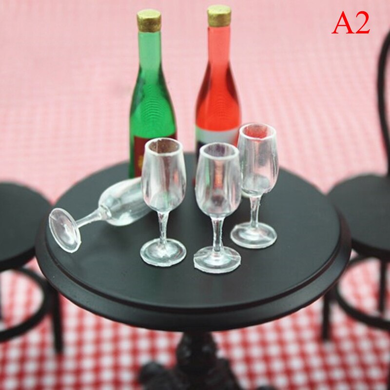 4 Uds 1/12 Mini taza transparente de resina simulación de muebles modelo juguetes para decoración de casa de muñecas accesorios en miniatura: Negro