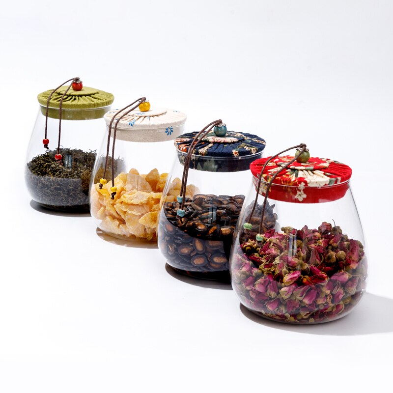 Glass Sealed Jar Tea Can Household Transparent Moisture-proof Storage Bottle Food Kitchen Storage Box