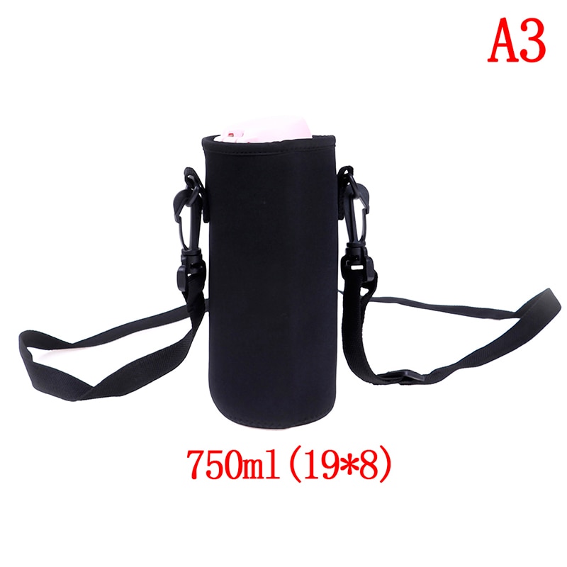 420-1500ml vesipullon kansi pussi pussi w/hihna neopreeni vesipussin pidike olkahihna musta pullon kantajan eristyspussi