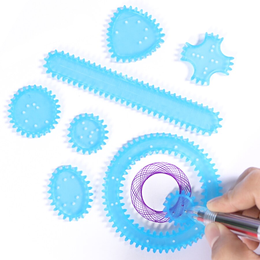 Juego de juguetes de dibujo espirales para niños, engranajes y ruedas entrelazados con 1 bolígrafo de de 6 colores, juguete de aprendizaje de arte, 8 Uds.