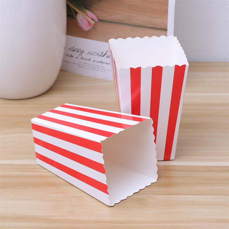 24 stk popcorn kasser holder beholdere kartoner papirpose stribe boks til biograf dessertborde bryllup favor fest forsyninger