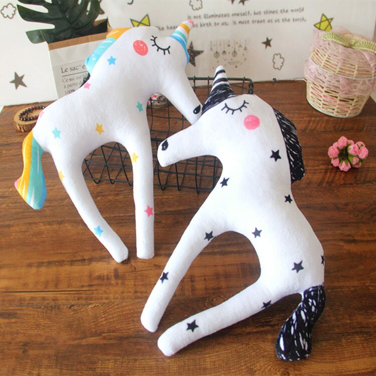 Hoiime print levendige eenhoorn kussen pop speelgoed dier paard vorm schattig kantoor knuffel kerst kussen camera decoratie