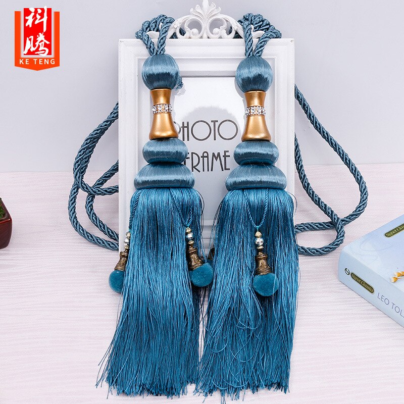 2 sztuk kurtyna akcesoria dekoracyjne kutas chwost uchwyt na zasłony wiszące kulki kurtyny pasek salon zasłony wiszące uchwyt na: niebieski