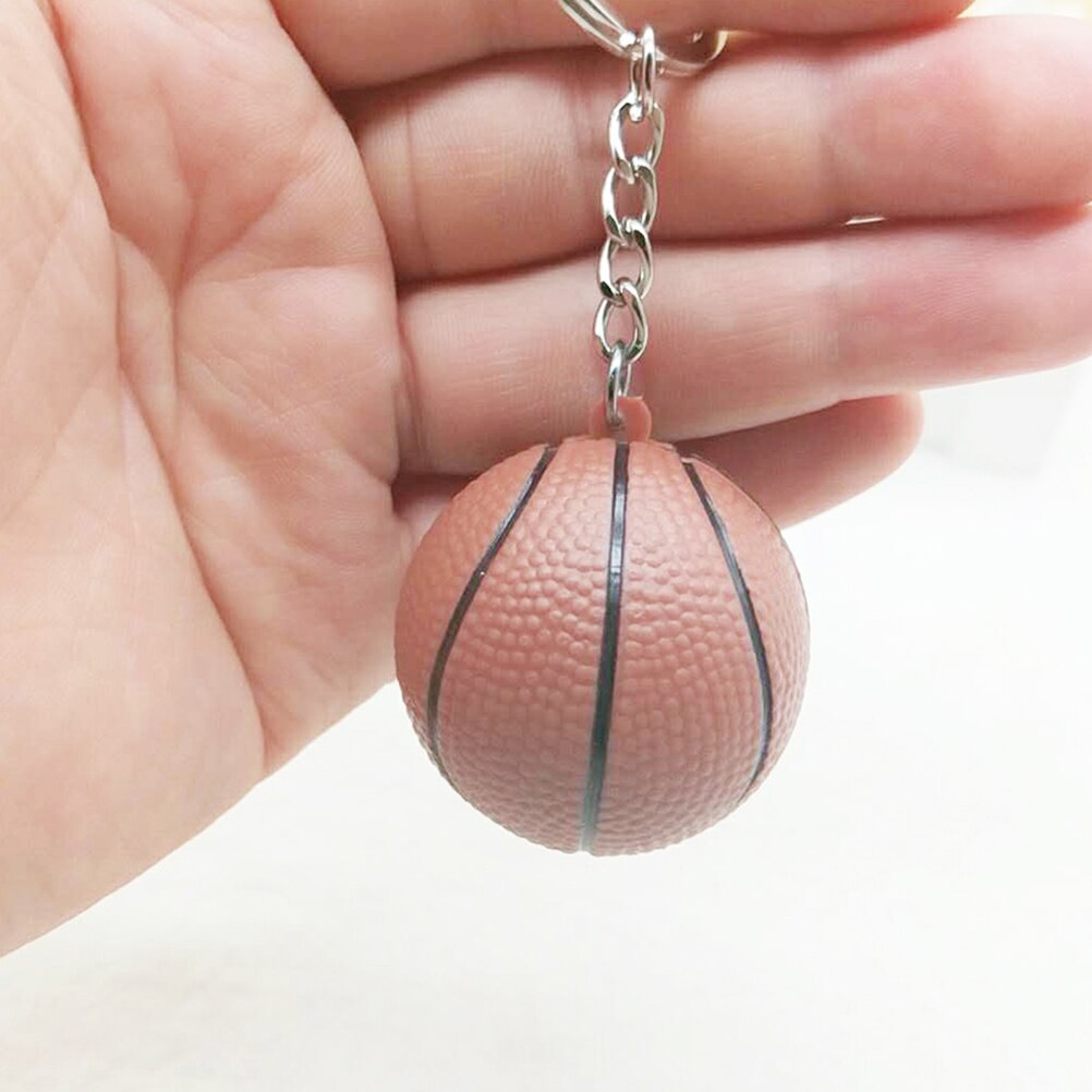 20 stk mini pu basketball nøglering nøgleringe souvenir vedhæng til spillere atleter holdkammerater (gul+brun)