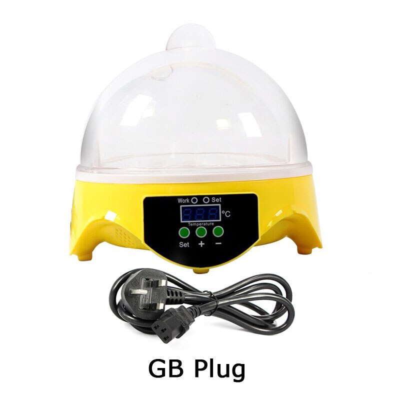 Mini 7 æg rugemaskine fjerkræ rugeri maskine automatisk ruger digital temperatur kontrol luge til kylling and fugle vagtler: Gb-stik / 110v