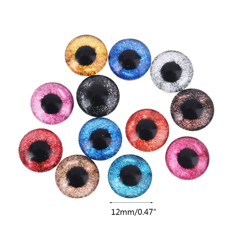20 sztuk szklane lalki oko DIY rzemiosło gałki oczne dla zwierząt dinozaurów oczy akcesoria B2QD: 5AC105206 12mm