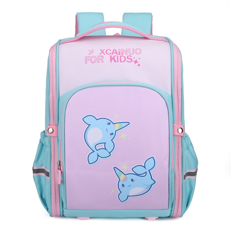 Creatieve Cartoon Jongens Schooltassen Voor Kinderen Dinosaurus Rugzak Orthopedische Satchel Meisjes Basisschool Rugzakken Grade1-3: pink whale