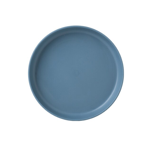 Wheat Straw Plate Eco-Friendly Multifunction Plate Unbreakable Cake Snacks Plate Dining Table Garbage Tray Spit Bone Dish: Blue Round