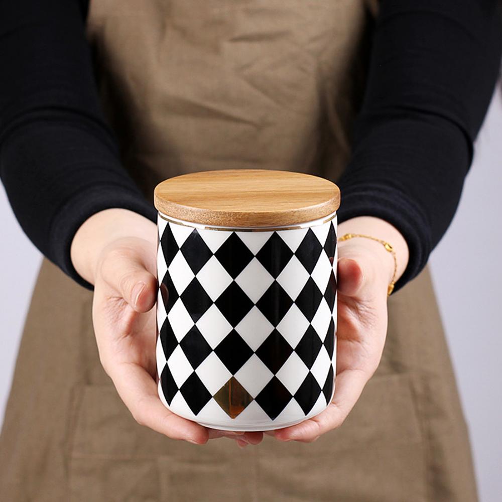 Ceramics Storage Bottles Jar Marble Pattern Ceramic Storage Bottle Cosmetic Storage Tank Organizer Black And White Container