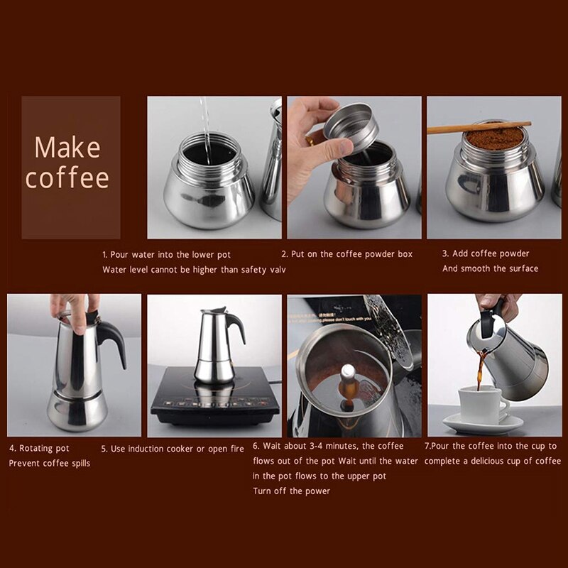 Espressomaskine moka pot, espressomaskine, espressomaskine i rustfrit stål til  (450ml), italiensk kaffemaskine espresso og kaffe
