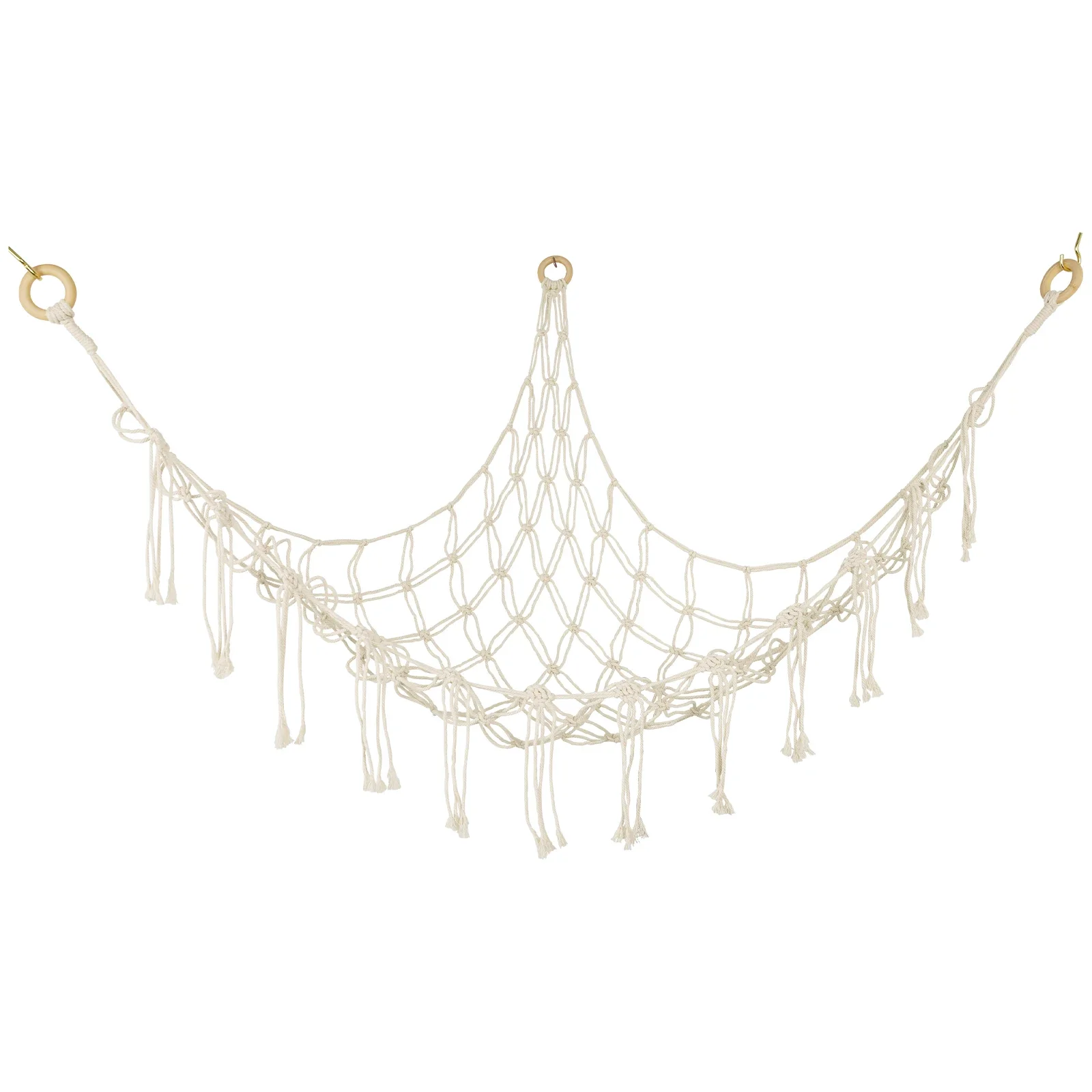 Kuscheltiere Lagerung Hängematte Große Kapazität Netz Makramee Boho Hause freundlicher Schlafzimmer Dekoration Ecke Hängen Spielzeug Organizer Netze: Weiß