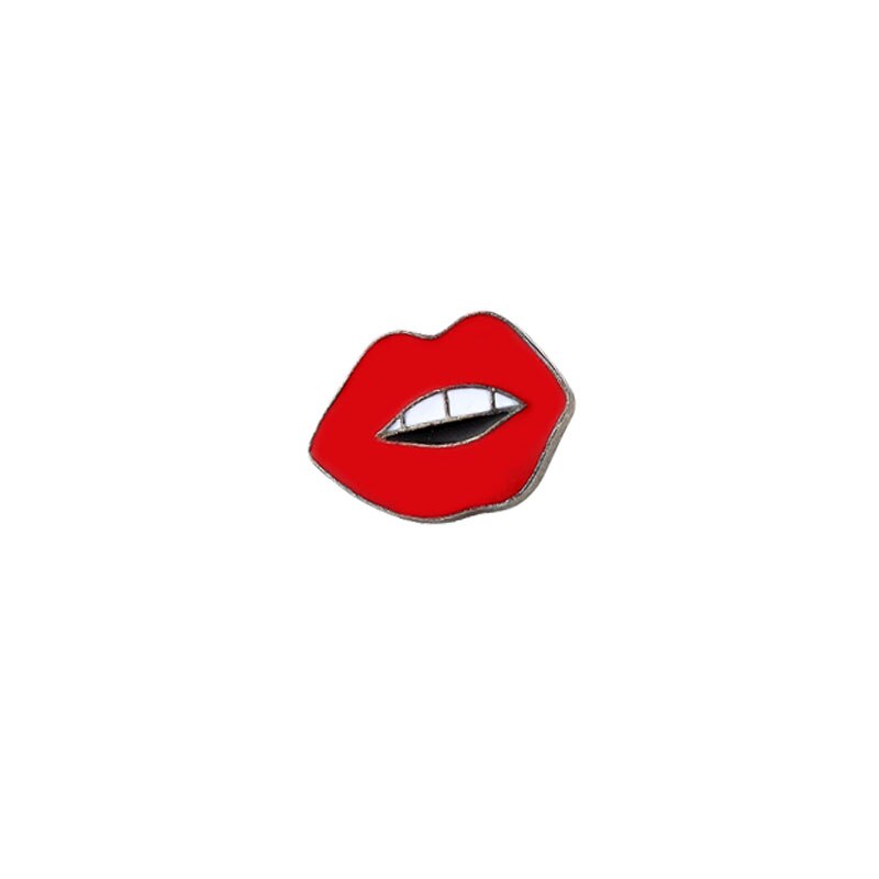 Udvalg af røde læber emalje brocher romantisk sexet mund revers nåler jakker rygsæk badge vintage smykker til kvinder: Stil 2