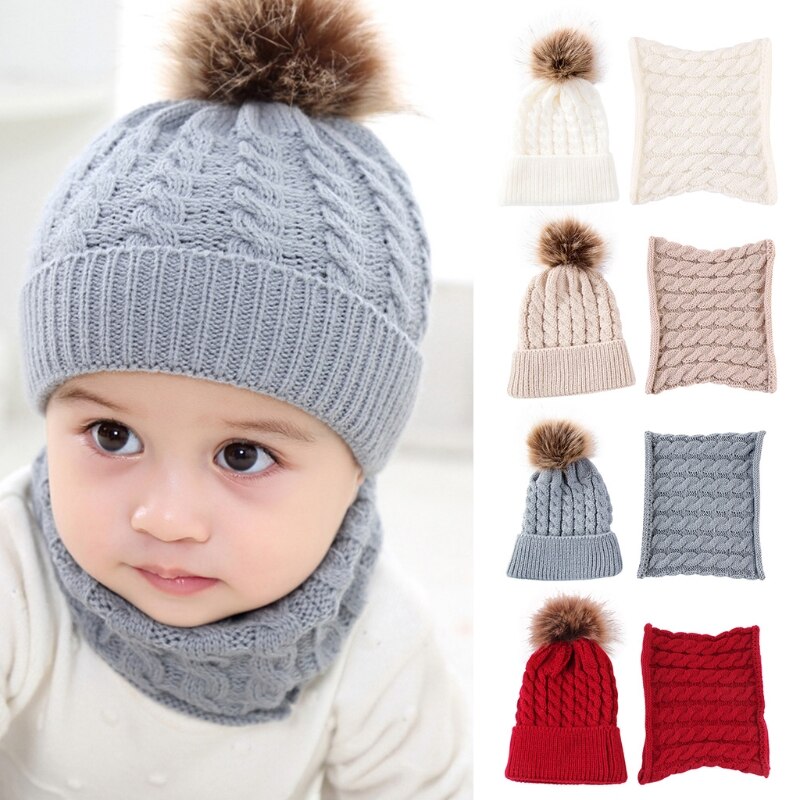Gorro de punto para bebé, gorro cálido para la oreja, bufanda para bebé de 0 a 36 meses, gorro de invierno y pañoleta