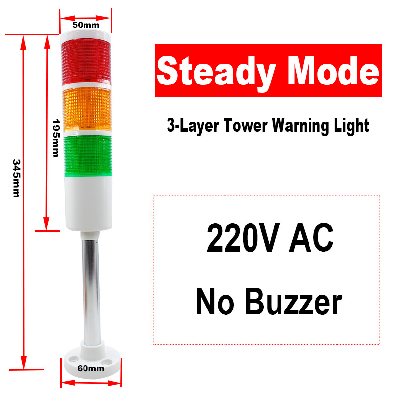 Mehrschichtiges Warnlicht, Werkzeugmaschine, dreifarbiges Licht, LED-Signal, Leuchtturm, Ton, Licht, Alarm, Betrieb, Fehlerlicht, 12/24 V, 220 V: MULTI