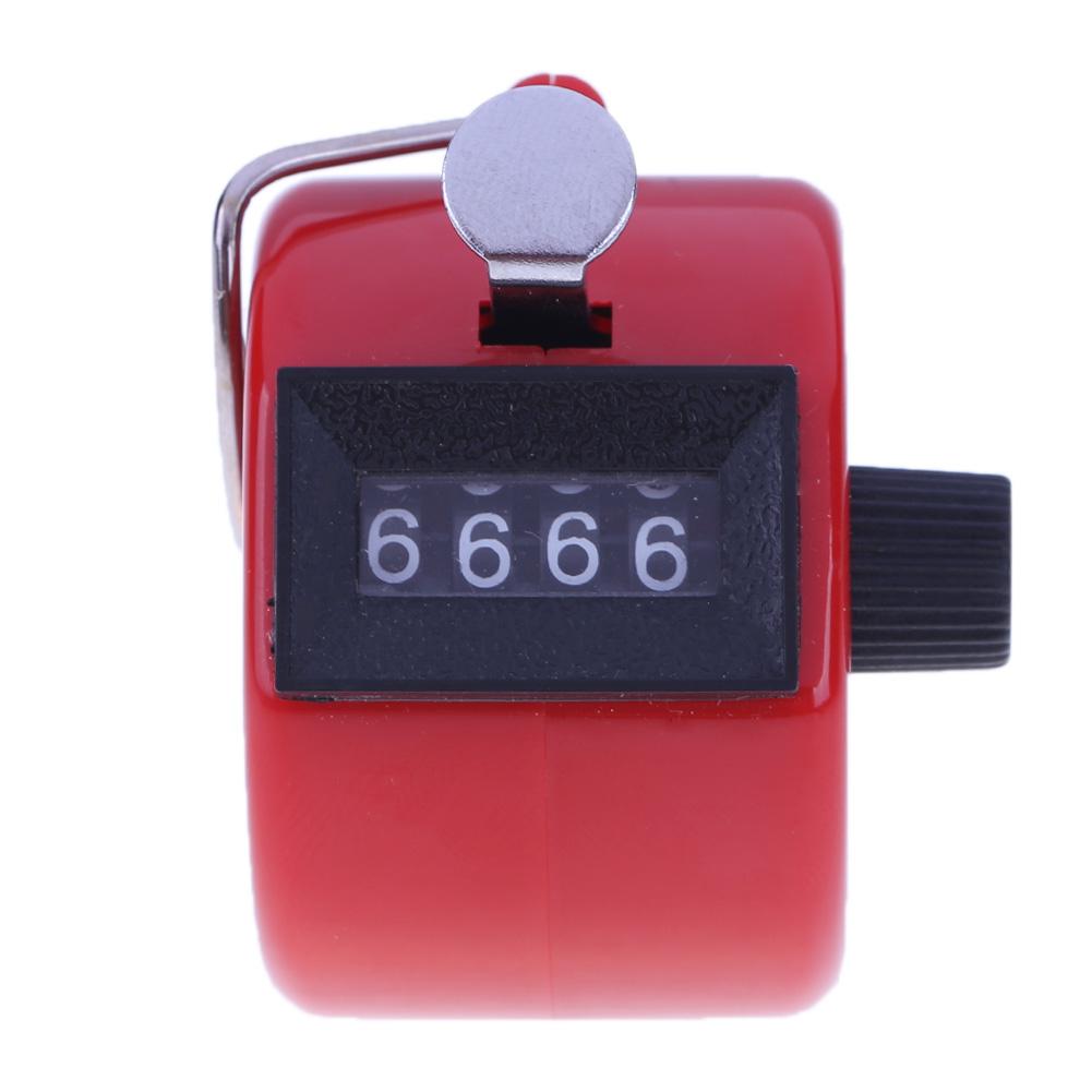 Mini Portable 4 Digit Number Counters Plastic Shell Hand Finger Display Manual Counting Tally Clicker Timer Soccer Golf Counter: Red
