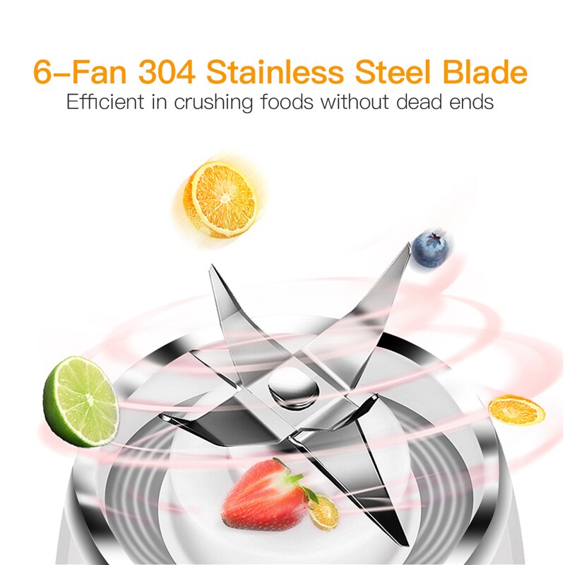 500ML Electric Blender Food Processor Stainless Steel Blades Mixer Juicer Blender USB Rechargeable Juice Maker Machine Blender