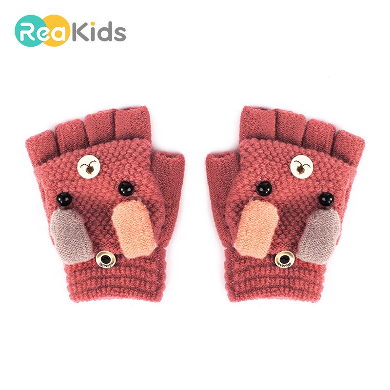 ¡Novedad! guantes con solapa de dibujos animados para bebé REAKIDS, lindos guantes tejidos para niños, guantes cálidos para niños, guantes con solapa de invierno para niñas y niños