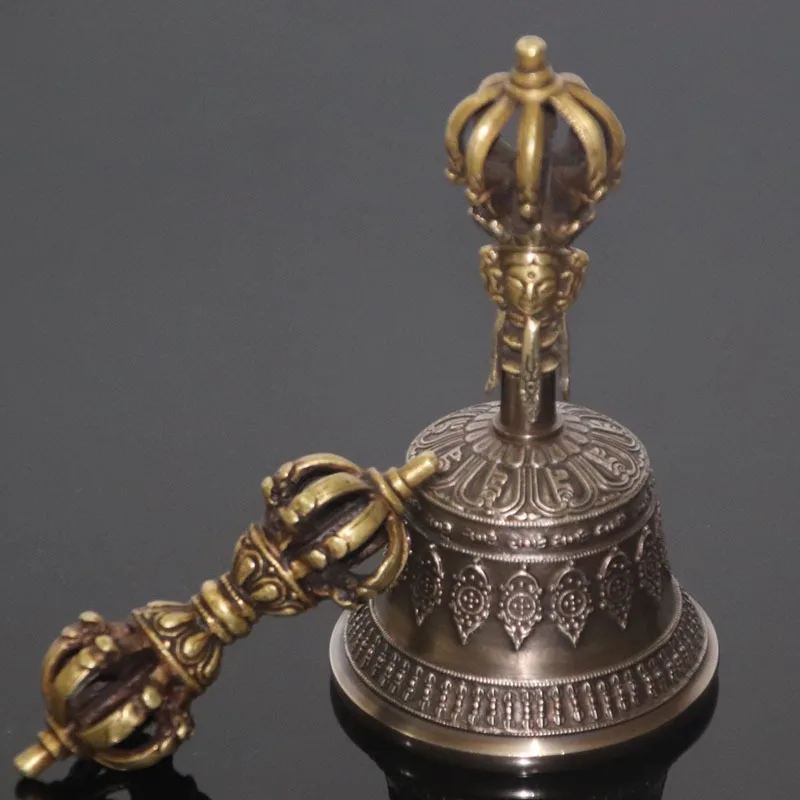Nepal Tibetaanse Klokken Klinken Handgemaakte Koperen Vajra Bel En Stamper Meditatie Tool Geluid Genezend Instrument Boeddhist Levert