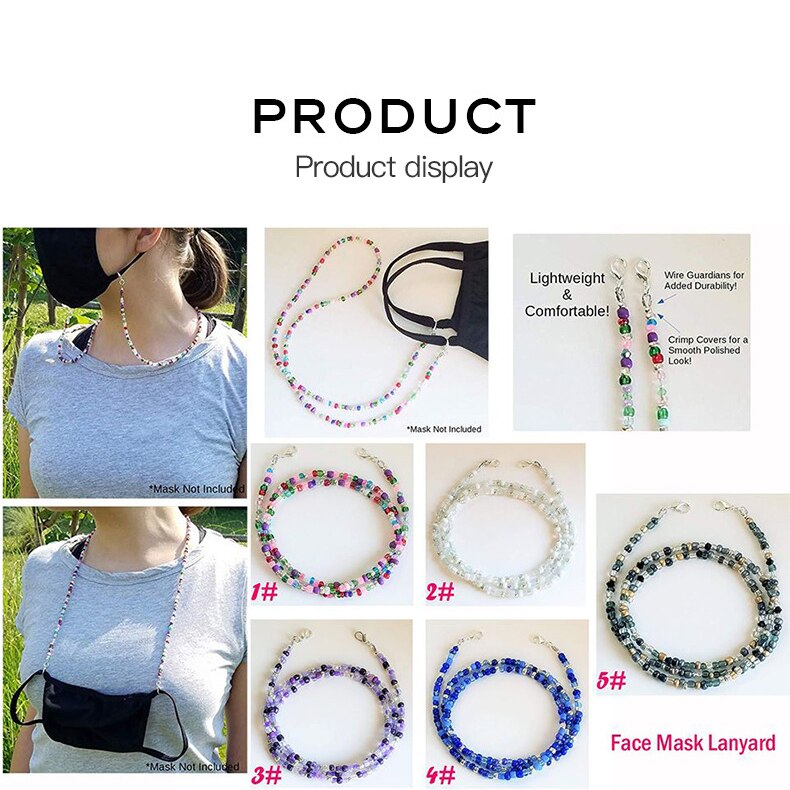 Cadena de mascarilla de longitud ajustable para mujer y niño, accesorios de cadena para cuello, soporte de correa de seguridad, , 1 unidad