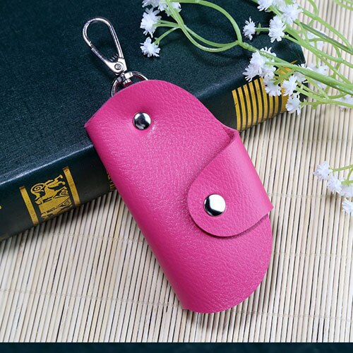 Etya nøgle etui holder herre pung pu læder unisex nøgleorganisator taske nøgler husholderske business tegnebøger nøgle taske: Rose