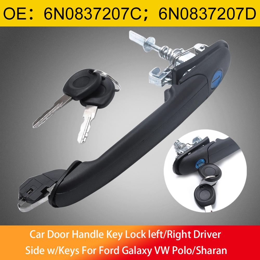 1pcs Car Door Lock Handle Front Right Left with Barrel Keys For VW POLO 6N 6N1 6N2 for SHARAN SEAT ALHAMBRA GALAXY 6N0837207CD