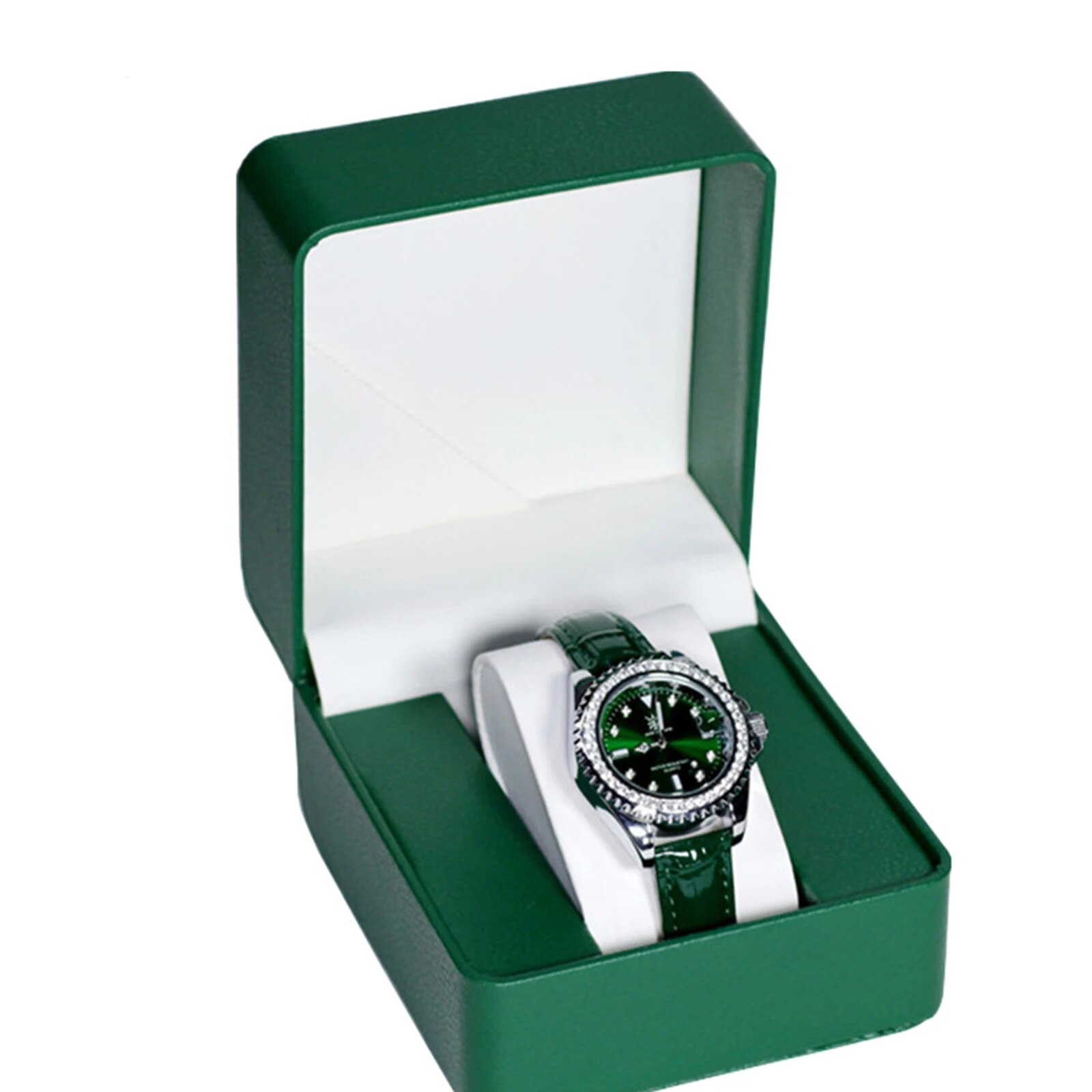 Caja de para reloj individual con almohada, organizador de vitrina de reloj de pulsera de cuero PU para hombres