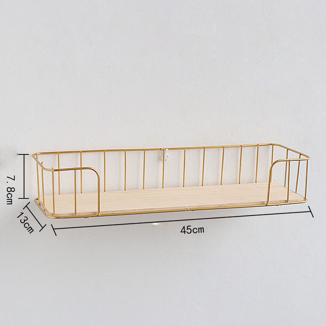 Dekorativa vägghyllor järn trähyllor garage kit förvaringsställ rum dekoration travar ornament förvaringsställ: Guld stort