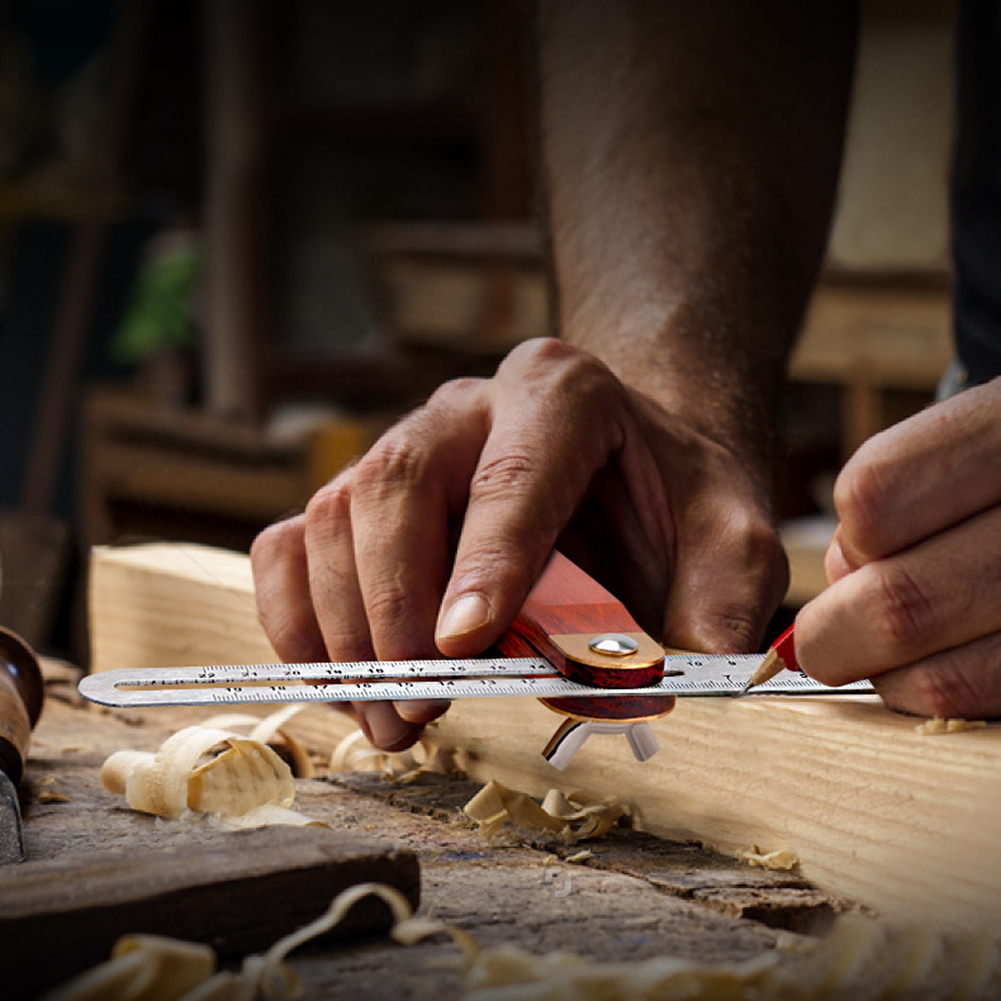 Angle Rulers Gauges Tri Square Sliding T-Bevel with Wooden Handle Level Measuring Tool Wooden Marking Gauge Protractor
