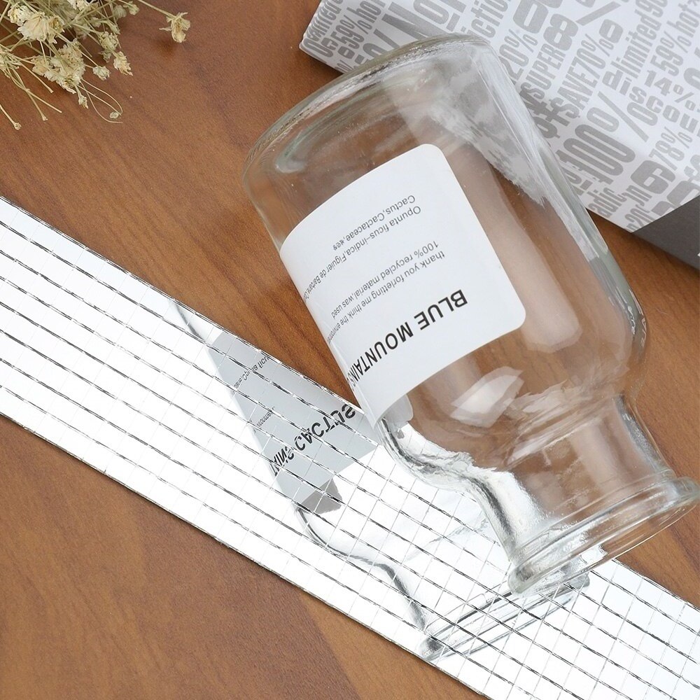 3Pcs Square Glass Mirror Mosaic Tiles Self-adhesive Wall Sticker Home Mirror Tiles for Arts Crafts Party Home Decoration