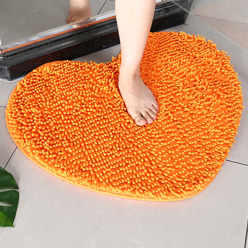 Chenille Heart Bathroom Floor Mats Home Bedroom Bathroom Entrance Non-slip Absorbent Foot Mat Luxury Bathroom Set: Pink