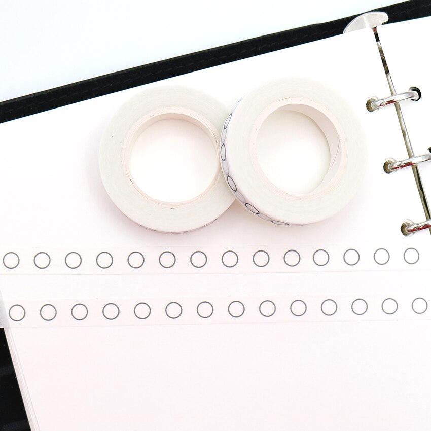 1 PCS Black Circle Washi Tape High Sticky Masking Tape Office Supply Hand Tear Adhesive Paper Tape DIY Book Diary