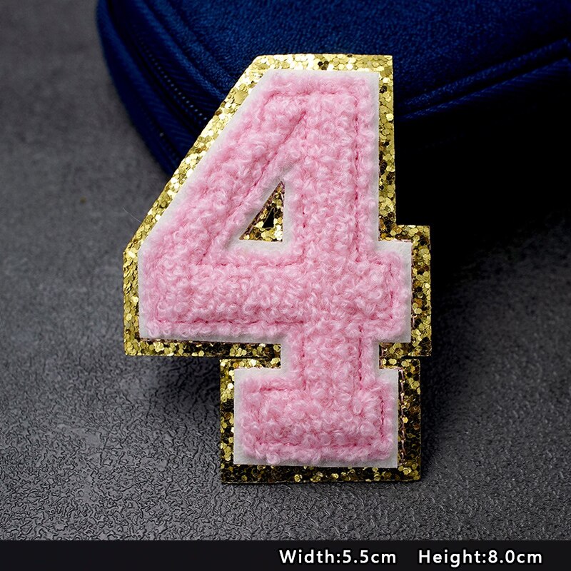 Pink Number 0 1 2 3 4 5 6 7 8 9 Patches For Clothing Embroidery Applique Zero One Two Three Four Five Six Seven Eight Nine: 4