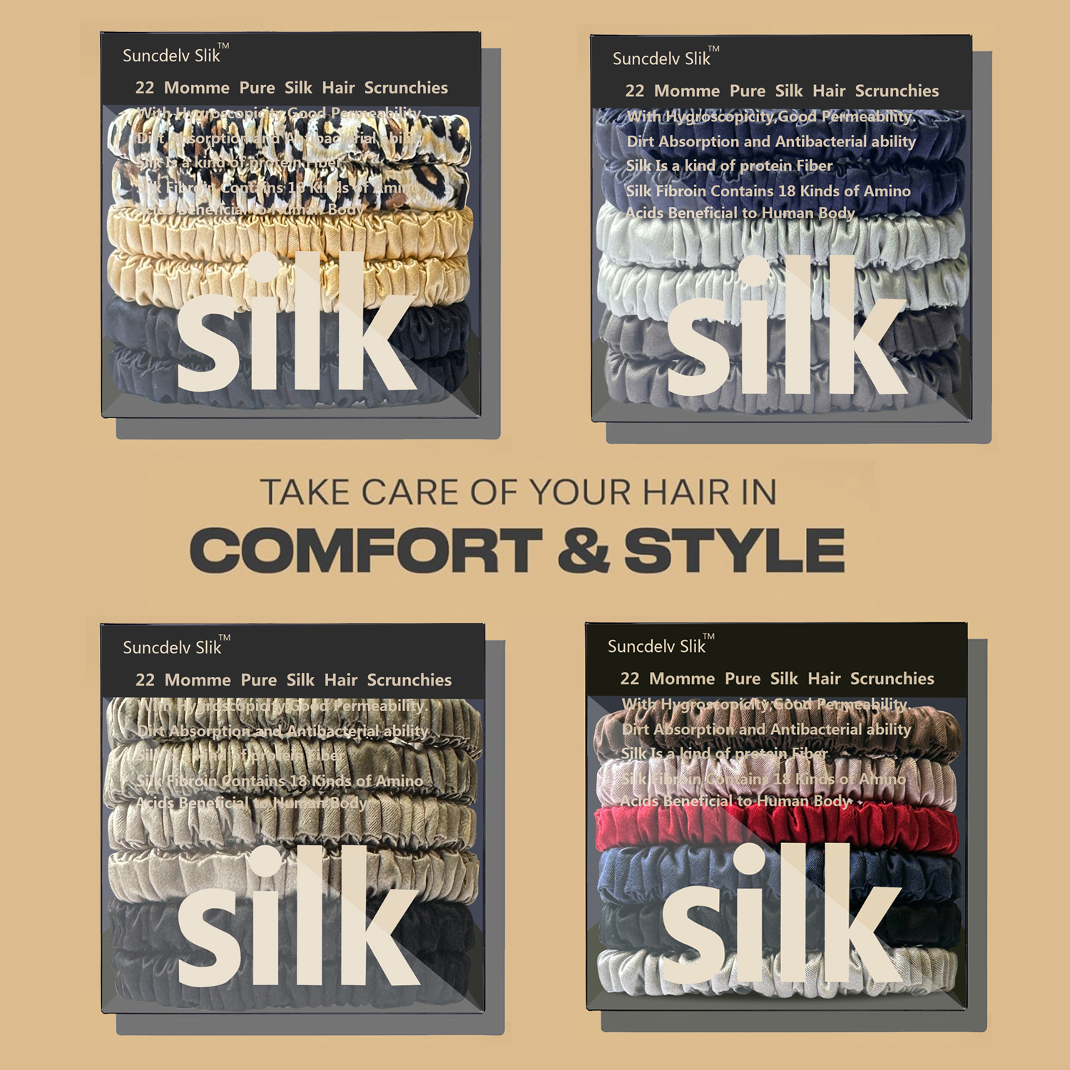 100% pura morera 6A seda pelo Scrunchie diademas hechas a mano mujeres niña accesorios para el cabello Color puro Natural HairTies caja 6 uds