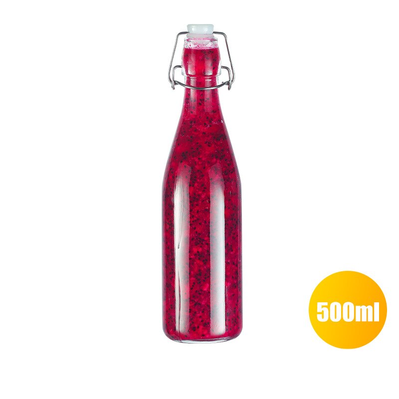 Garrafa de vinho de vidro, garrafas de armazenamento de mel de limão, latas seladas vazias, jarra de fermentação de leite, frasco portátil para vinho de frutas para bar: 500ml