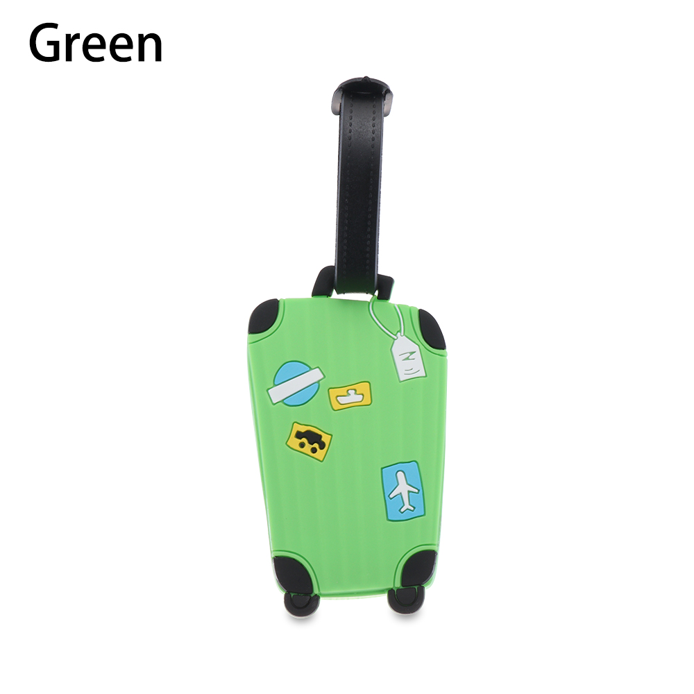 1PC Reizen Accessoires Bagage Tags Koffer Label Handtas Hanger Creatieve Instapkaart Cartoon Bagage Tags Adres Holder: green