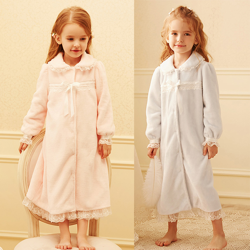 2 colori simpatici indumenti da notte per bambini Toddler Baby Princess colletto rovesciato flanella accappatoio accappatoi con cappuccio pigiama da notte