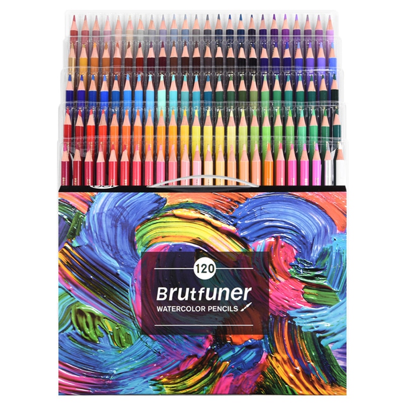 Akvarelblyanter olieagtige farvede blyanter sæt til kunststuderende fagfolk 48/72/120/150/160/180 farver: 120 akvarelblyanter