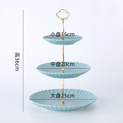 Nordic Ceramic Fruit Plate Three-layer Dessert Plate Cake Plate Multi-Layer Pastry Plate Candy Tray Shelf: K