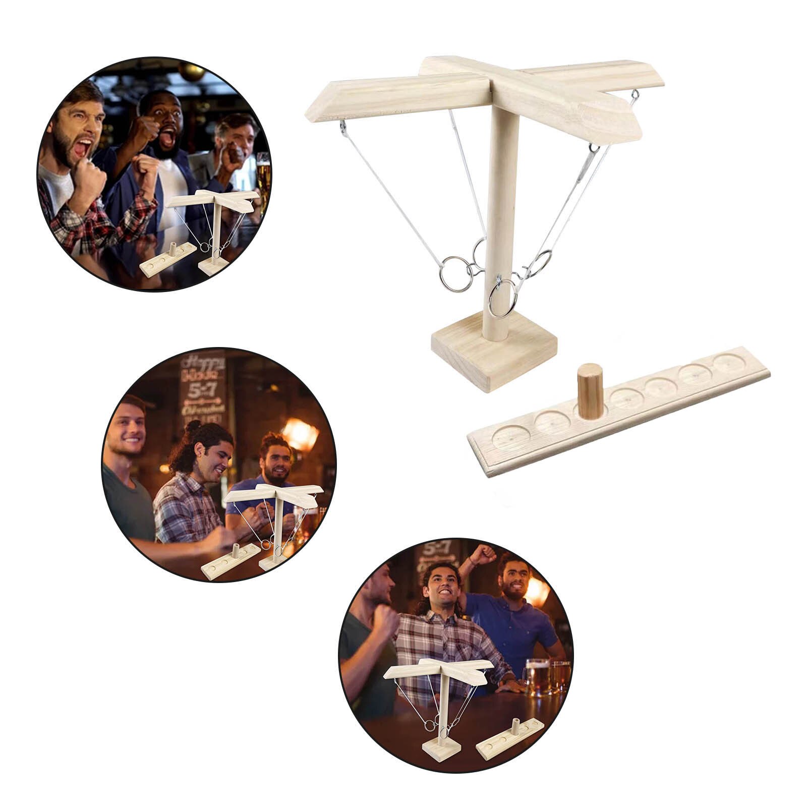 Four People Drinking Party Ring Leisure Style Bar Shop Handmade Wooden Ring Toss Hooks Fast-paced Interactive Game For Bars
