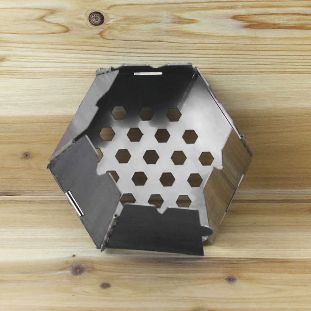 Lixada Folding Wood Stove Folding Stainless Steel Hexagon Wood Stove Outdoor Camping Pocket Burning Stoves for Picnic Hiking
