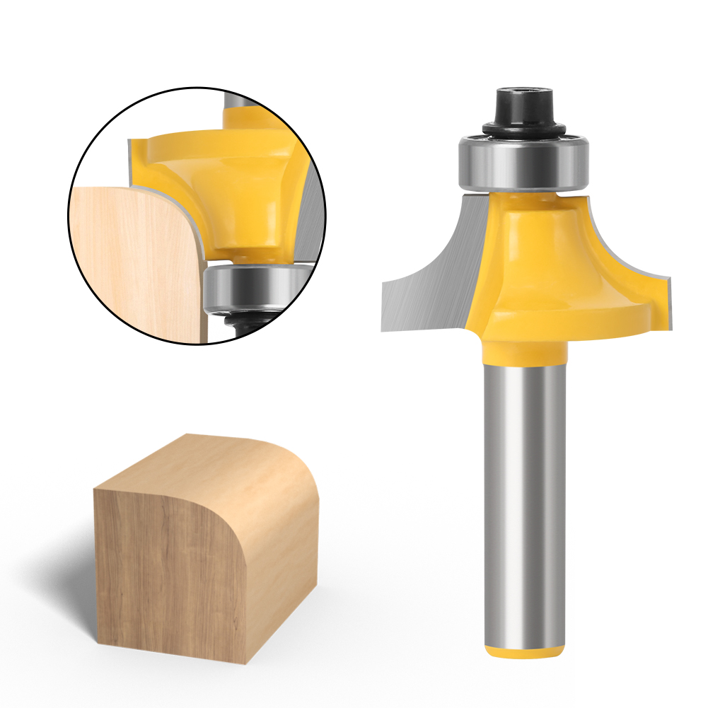 6pc 8mm Corner Round Over Router Bit with Bearing for Wood Woodworking Tool Tungsten Carbide Milling Cutter