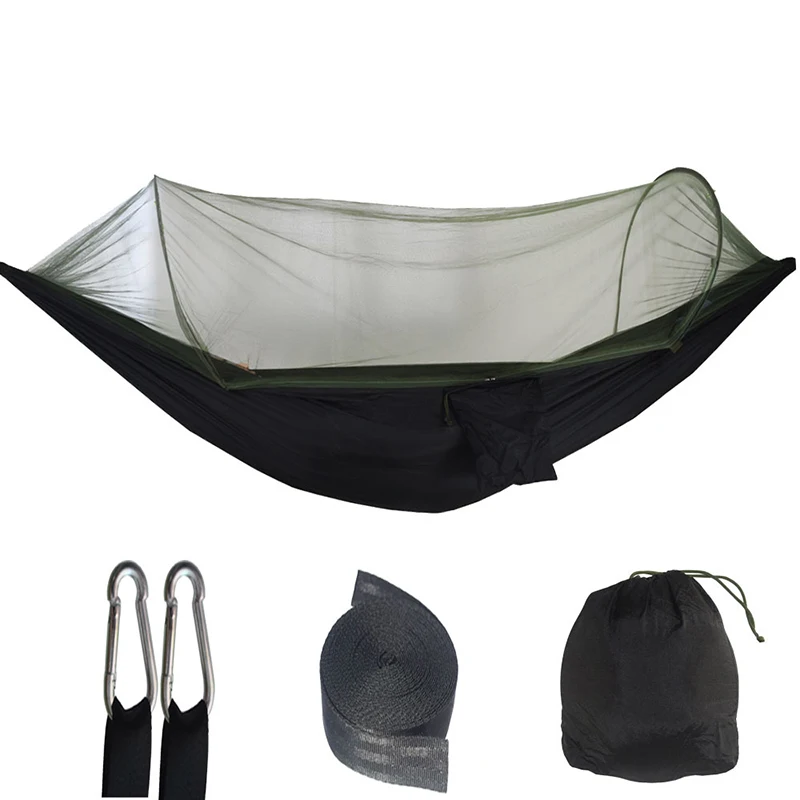 Hamaca para acampar con mosquitera, hamacas portátiles de paracaídas para exteriores, columpio, hamaca para dormir, material para acampar: Deep Purple