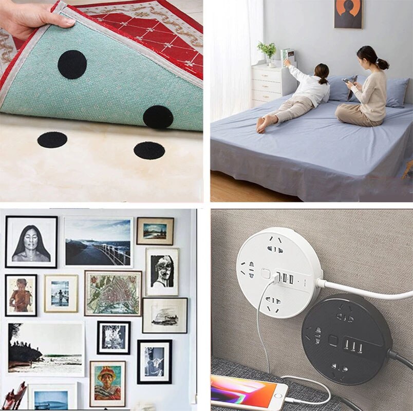 5-30Pairs 60mm Round Strong Self Adhesive Fastener Dots Stickers Hook Adhesive Tape Bed Sheet Sofa Mat Carpet Anti Slip Mat