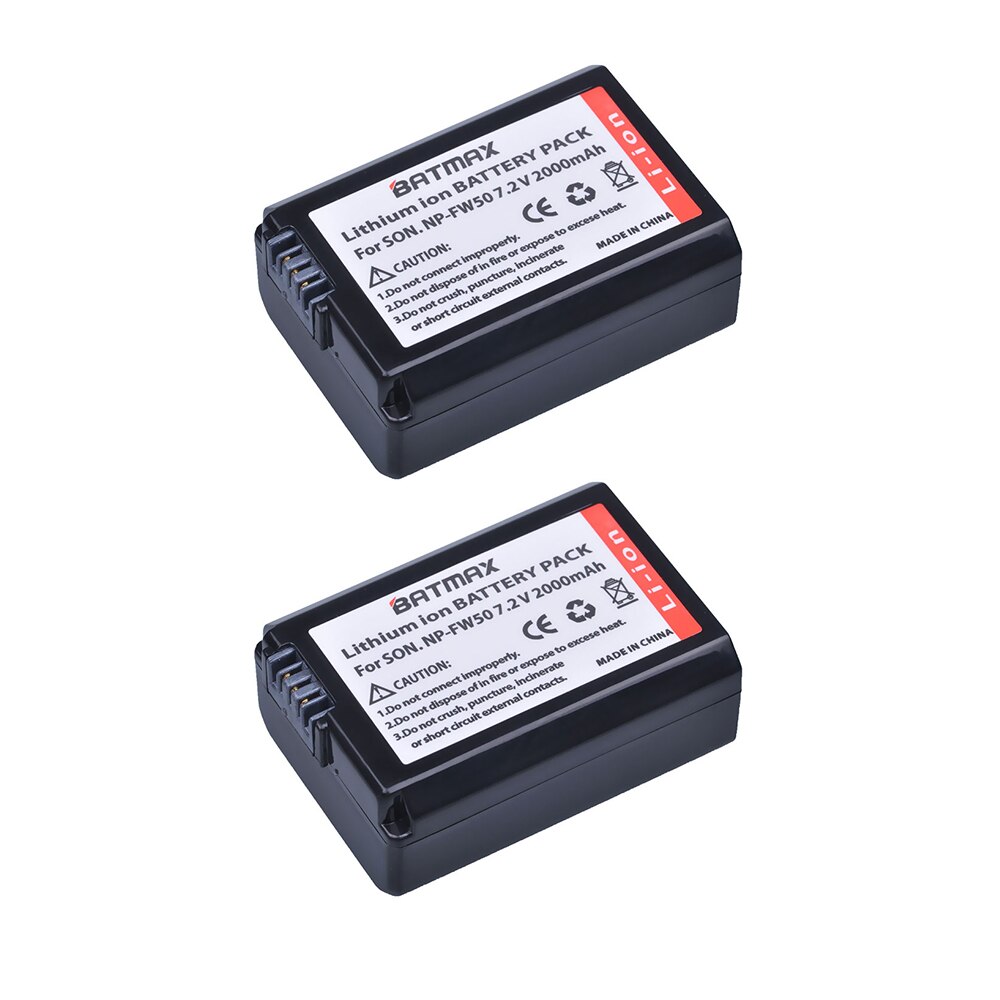3 Pièces 2000mAh NP-FW50 NP FW50 NPFW50 Batterie Akku + LCD Double Chargeur pour Sony Alpha a6500 a6300 a7 7R a7R a7R II a7II NEX-3 NEX-5: 2Pcs