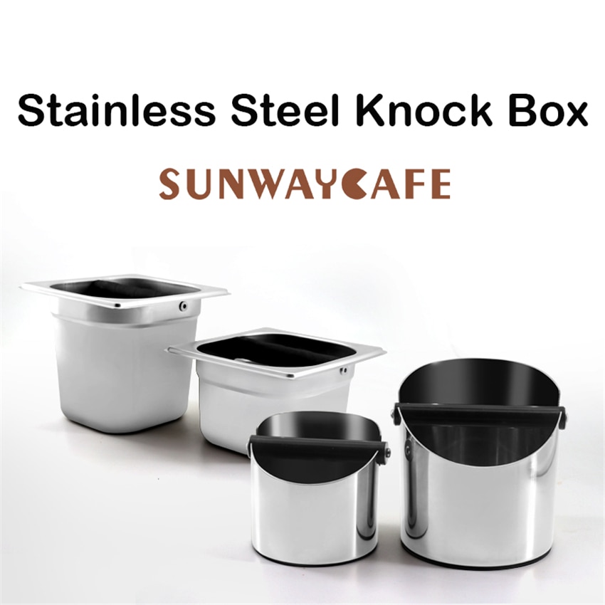 Stainless Steel Coffee Espresso Knock Box Anti slip Coffee Grind Dump Bin Waste Bin Detachable Knock Coffee Tools For Barista