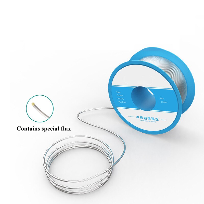 Fil à souder en étain et colophane, pour l&#39;acier inoxydable, le cuivre, le nickel, 1.0mm, 1.5mm, Flux 2% pour fer à souder