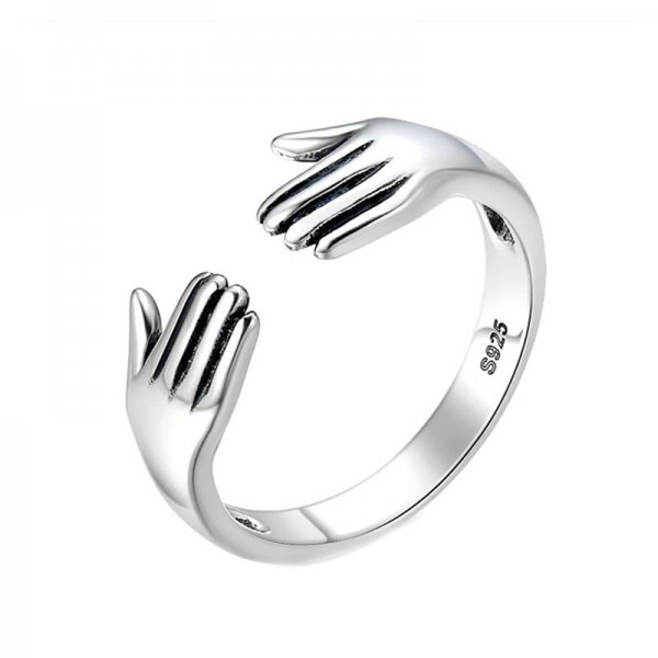 Leuke Zilveren Kleur Kat Oor Open Ringen Voor Vrouwen Mode Metalen Vinger Meisjes Partij Sieraden Verstelbare Animal Manchet Ring Mooie: Hug ring 2