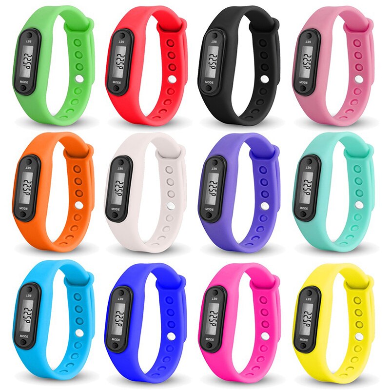 Pulsera de Gel de sílice para correr, reloj de pasos, podómetro, contador de calorías, LCD Digital, envoltura de distancia, brazalete, pantalla LCD