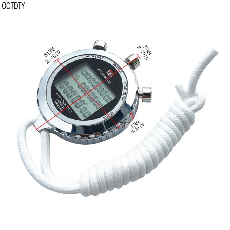 OOTDTY Silent Stopwatch with Countdown Timer 1/100s Accuracy Large Display Stainless Steel Digital Sports Memory Stopwatch
