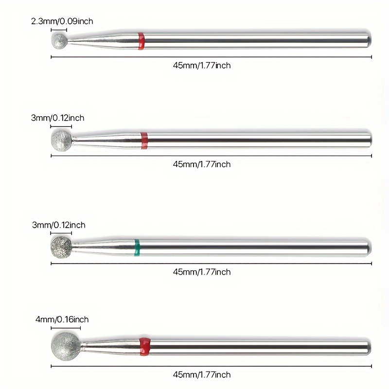 4 stks/set Diamant Nagelboor Frees voor Manicure Elektrische Roterende Burr Cuticle Gereedschap Accessoires: Default Title